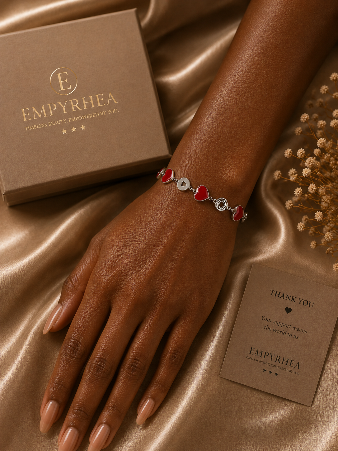Silver Red Heart Bracelet