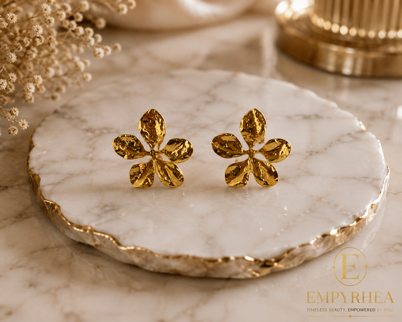 Golden Bloom Flower Stud Earrings