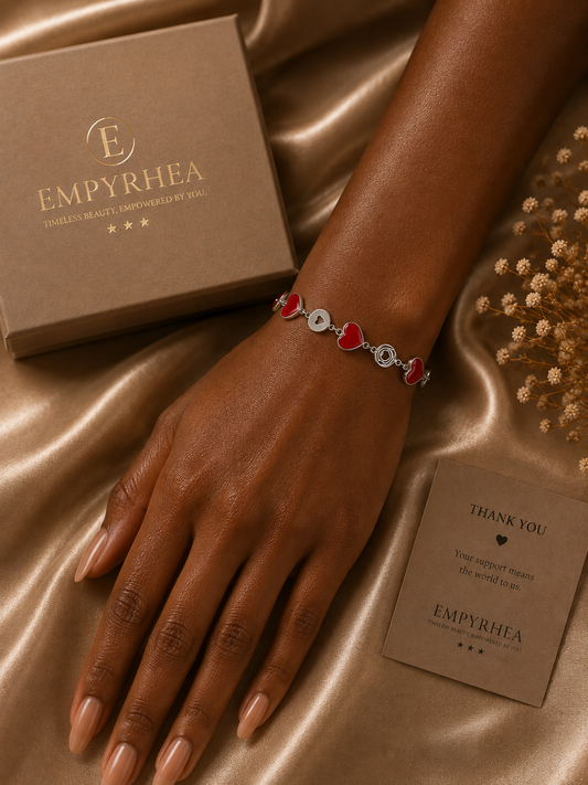 Silver Red Heart Bracelet