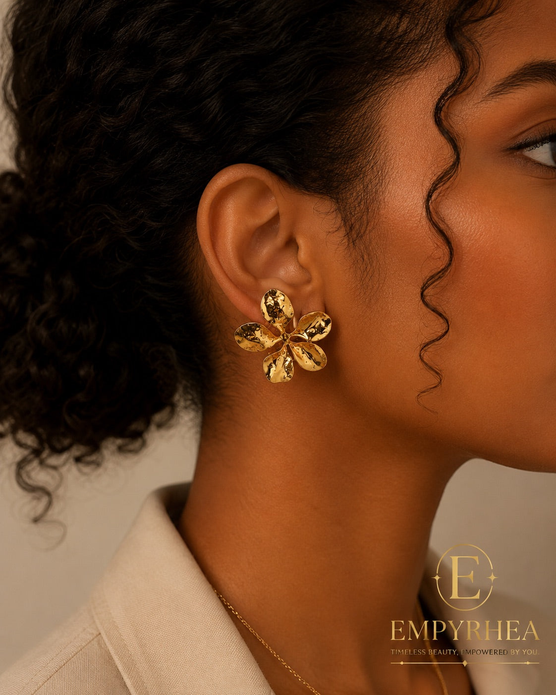 Golden Bloom Flower Stud Earrings