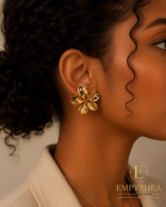 Golden Bloom Flower Stud Earrings